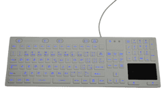 RadBee Technology SK314-BL Voděodolná antibakteriální silikonová klávesnice s touchpadem podsvícená, bílá