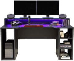 Nejlevnější nábytek Herní stůl ROLWAL typ 1 včetně LED osvětlení, černý mat