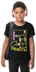 CurePink Dětské tričko Pokémon: Pikachu Neon (9-11 let) černá bavlna