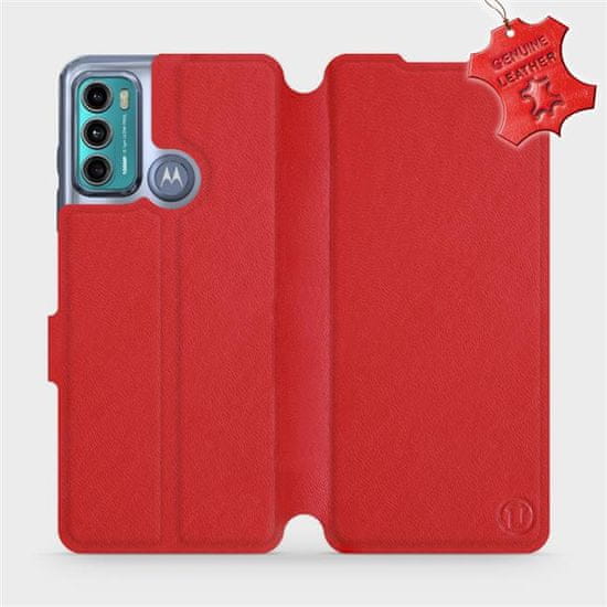 Mobiwear Luxusní kožené flip pouzdro na mobil Motorola Moto G60 - Červené - L_RDS Red Leather