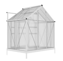 IWHOME Zahradní skleník DEMETER A101-A 2,51m² alu 201x190x132 cm PC 4 mm + základna IWH-10270001