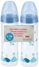 Nuk láhev 250 ml Klasická silikonová savička 6-18m modrá