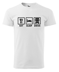 Fenomeno Pánské tričko Eat Sleep Drive - bílé Velikost: S