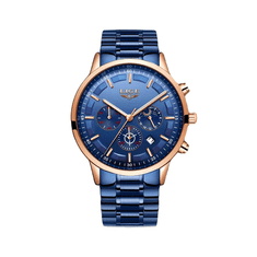 Lige Mužské zlaté hodinky s modrým ciferníkem - Luxusní model 9877-10 + dárek ZDARMA!