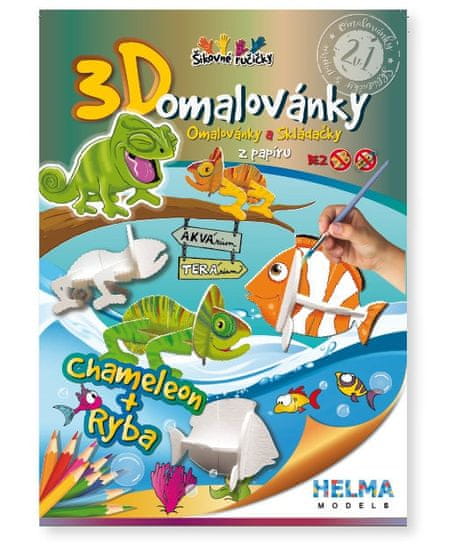Helma365 3D omalovánka A5 - Set Chameleon + ryba