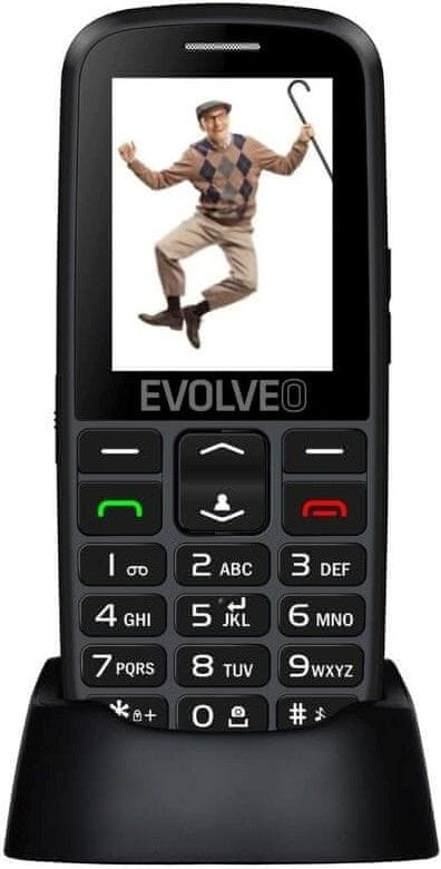 Levně Evolveo EasyPhone EG, mobilní telefon pro seniory s nabíjecím stojánkem, černý