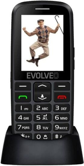 Evolveo EasyPhone EG, mobilní telefon pro seniory s nabíjecím stojánkem, černý - zánovní