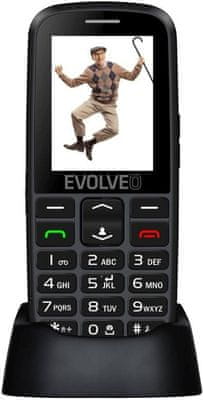 Evolveo EasyPhone EG, mobilní telefon pro seniory s nabíjecím stojánkem, mobil pro seniory, velká tlačítka, SOS tlačítko, fotokontakty, jednoduché ovládání, nabíjecí stojánek, jednoduché obrázkové menu, mobil pro důchodce