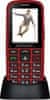 EasyPhone EG, mobilní telefon pro seniory s nabíjecím stojánkem, červený