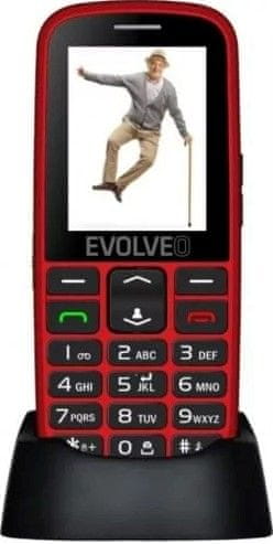 Levně Evolveo EasyPhone EG, mobilní telefon pro seniory s nabíjecím stojánkem, červený