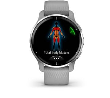 Chytré hodinky Garmin VENU 2 Plus, AMOLED displej, smart watch, pokročilé, zdravotní funkce, tep, dech, menstruační cyklus, pitný režim, metabolismus, kalorie, vzdálenosti, kroky, aktivita, odpočinek, spánek dlouhá výdrž baterie 9 dní vodotěsné 5 ATM animovaná cvičení hudební přehrávač 650 skladeb Garmin Pay bezkontaktní platby Gorilla Glass 3 sportovní aplikace silové tréninky detailní analýza spánku Bluetooth volání funkce volání hlasový asistent bezkontaktní placení, platby, hudební přehrávač, spotify, deezer, detekce nehody, notifikace z telefonu