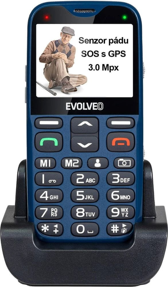 Levně Evolveo EasyPhone XG, mobilní telefon pro seniory s nabíjecím stojánkem, modrý