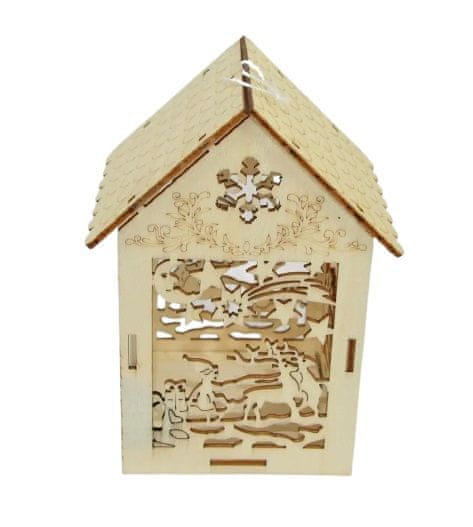 DUE ESSE Vánoční dekorace dřevěný domeček 15,5 cm