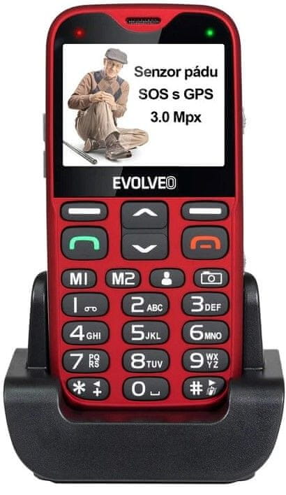 Levně Evolveo EasyPhone XG, mobilní telefon pro seniory s nabíjecím stojánkem, červený