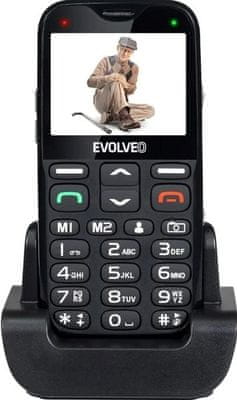 Evolveo EasyPhone XG, (modrá), mobilní telefon pro seniory s nabíjecím stojánkem, mobil pro seniory, velká tlačítka, SOS tlačítko, fotokontakty, jednoduché ovládání, nabíjecí stojánek, jednoduché obrázkové menu, mobil pro důchodce