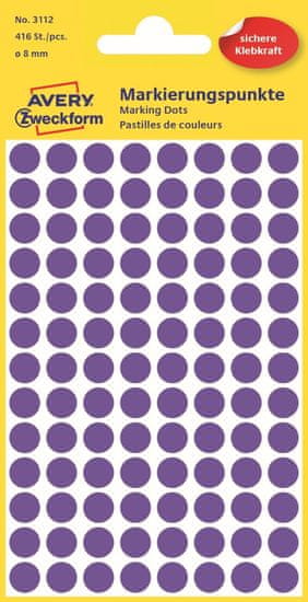 Avery Zweckform Kulaté značkovací etikety 3112 | Ø 8 mm, 416 ks, fialová