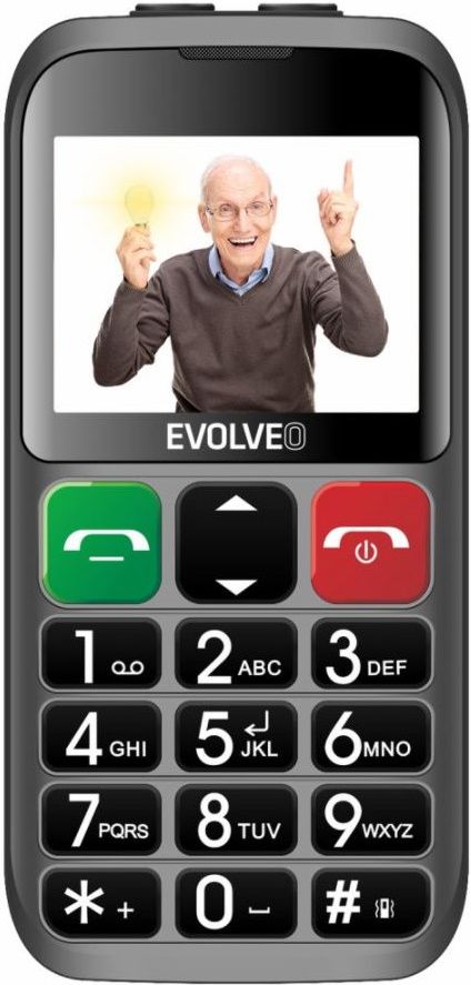 Levně Evolveo EASYPHONE EB, mobilní telefon pro seniory s nabíjecím stojánkem, stříbrná