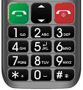Evolveo EasyPhone EB, Dual SIM, tlačítkový telefon pro seniory telefon pro důchodce, SOS tlačítko, velká tlačítka, dlouhá výdrž, nabíjecí stojánek GSM síť dlouhá výdrž baterie lokalizace polohy svítilna slot na paměťové karty Dual SIM