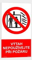 Traiva Výtah nepoužívejte při požáru Samolepka 80 x 150 mm tl. 0.1 mm - Kód: 04589