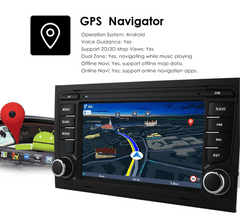 Hizpo CARPLAY AUTORÁDIO AUDI A4 Android pro Audi A4 B7 B6 S4 RS4 SEAT Exeo GPS navigace, mapy, Bluetooth, Handsfree, 2x USB, Mikrofon (vestavěný), MIRROR LINK 