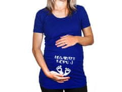 Divja Modré těhotenské tričko s nápisem Nesahat, kopu