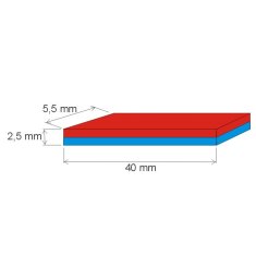 Magsy Neodymový magnet kvádr 40x5,5x2,5 P 150 °C, VMM8SH-N45SH 20816