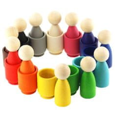Ulanik Montessori dřevěná hračka "Peg Dolls in Cups"