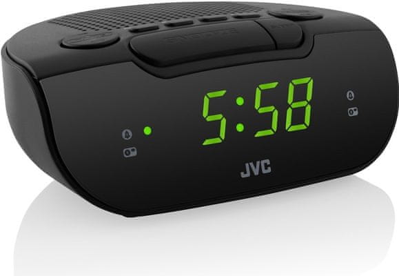  klasična radijska budilka JVC RA-E111, AM/FM tuner, enostavno upravljanje,  vgrajen zvočnik, dremež, budilka za spanje z 2 časoma zbujanja 
