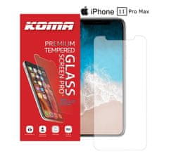 KOMA Ochranné tvrzené sklo pro iPhone 11 Pro Max, zaoblení 2.5 D, tvrdost 9H