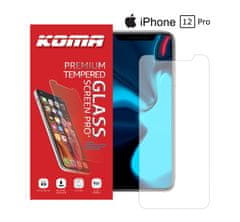 KOMA Ochranné tvrzené sklo pro iPhone 12 Pro, zaoblení 2.5 D, tvrdost 9H