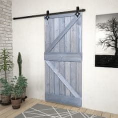 Greatstore Posuvné dveře s kováním 90 x 210 cm masivní borovice šedé