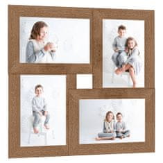 shumee Kolážový fotorámeček na 4 obrázky (13 x 18 cm) světle hnědý MDF