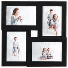 Greatstore Kolážový fotorámeček na 4 obrázky (10 x 15 cm) černý MDF