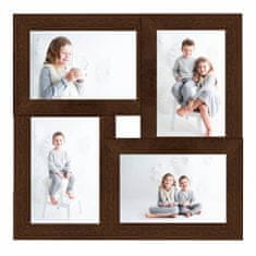 Greatstore Kolážový fotorámeček na 4 obrázky (10 x 15 cm) tmavě hnědý MDF