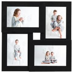 Greatstore Kolážový fotorámeček na 4 obrázky (13 x 18 cm) černý MDF