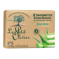Le Petit Olivier Extra jemné mýdlo 2x100 g - Aloe Vera