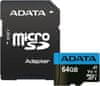 Adata Micro SDXC Premier 64GB 85MB/s UHS-I A1 + SD adaptér (AUSDX64GUICL10A1-RA1)