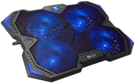 C-Tech Chladící podložka Zefyros (GCP-01B), casual gaming, 17,3", modré podsvícení