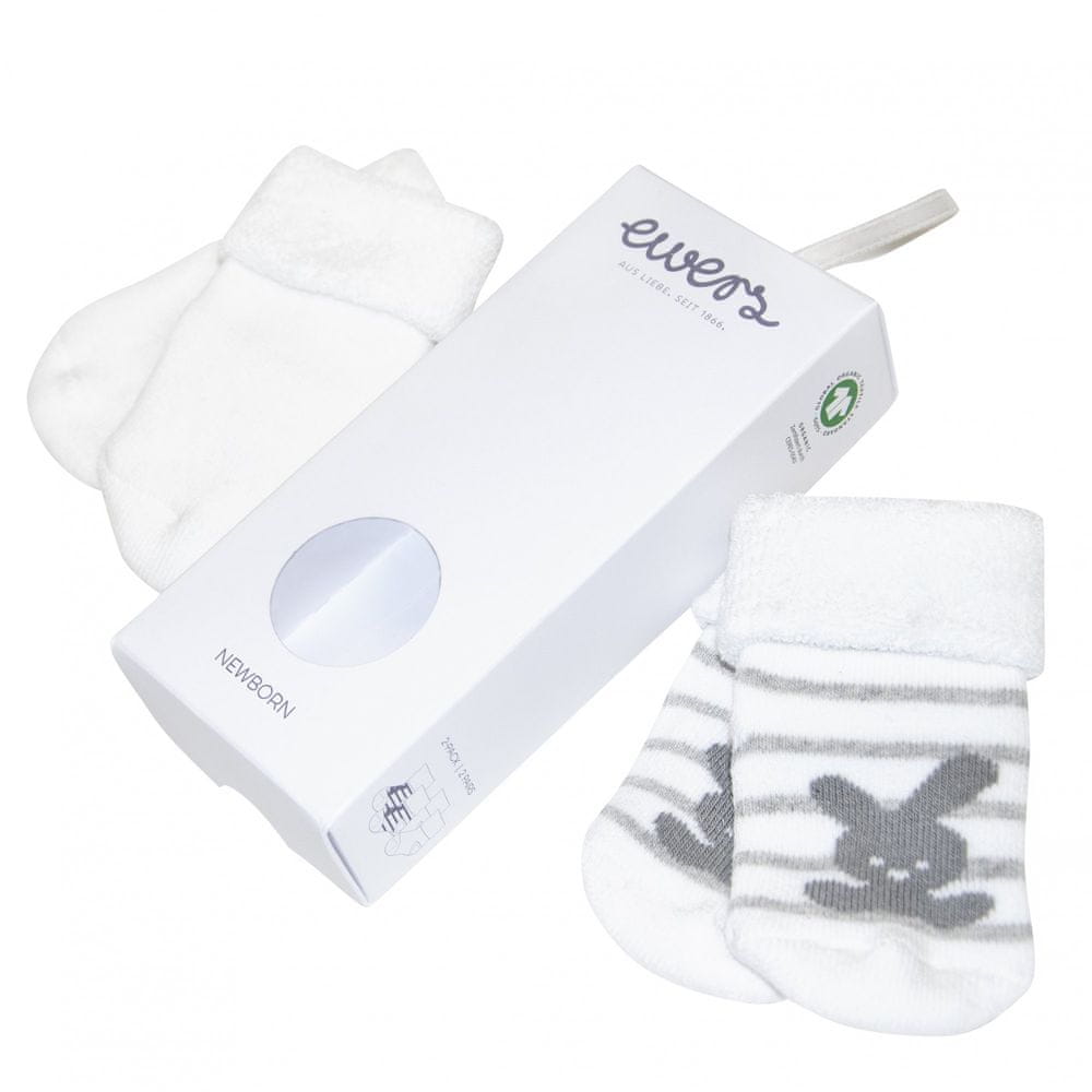 EWERS dětský 2pack kojeneckých ponožek v dárkovém balení s certifikátem GOTS 205119 bílá 13 - 14