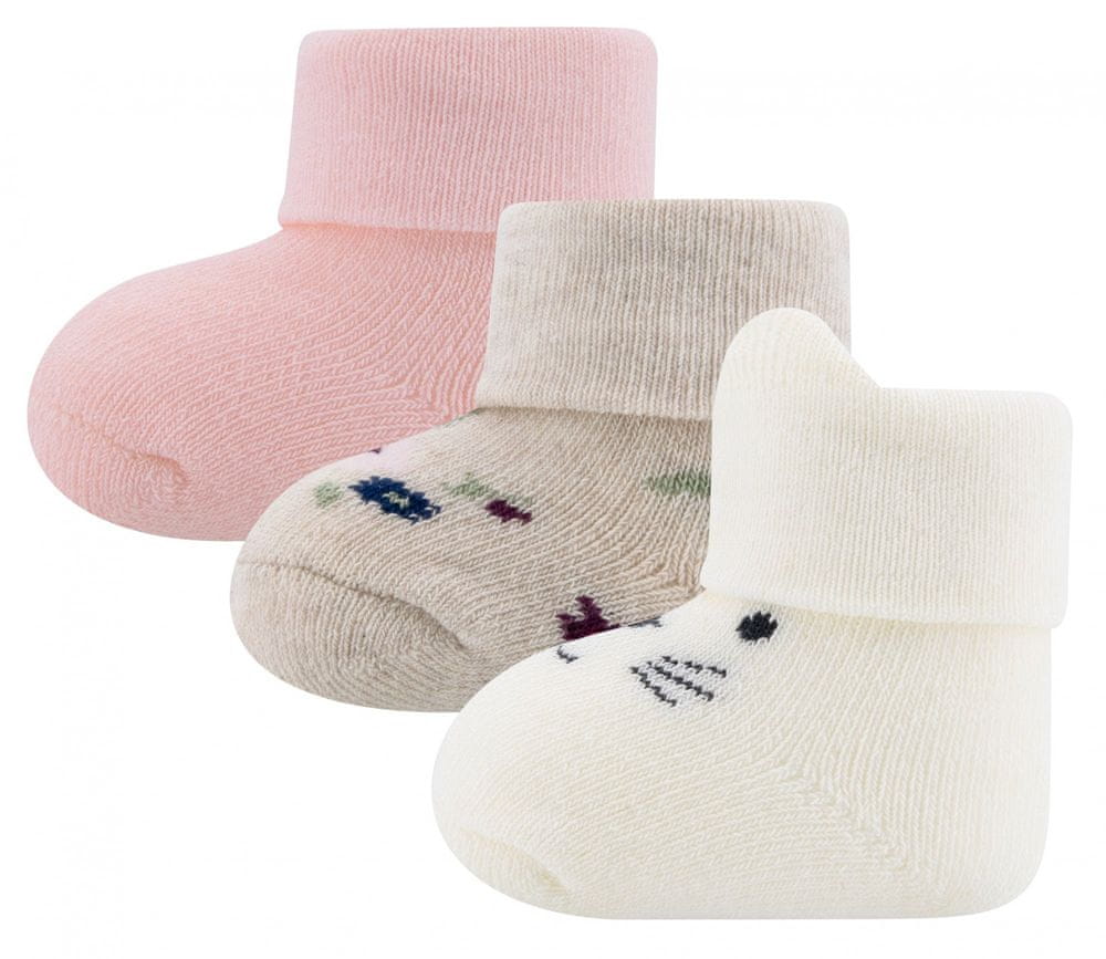 EWERS dívčí 3pack kojeneckých ponožek s 3D efektem 205261 smetanová one size