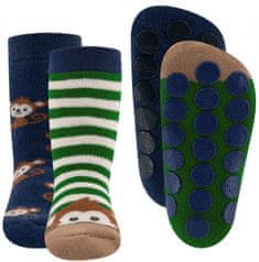 EWERS chlapecký 2pack protiskluzových ponožek ABS - opice 225077_1 tmavě modrá 16-17