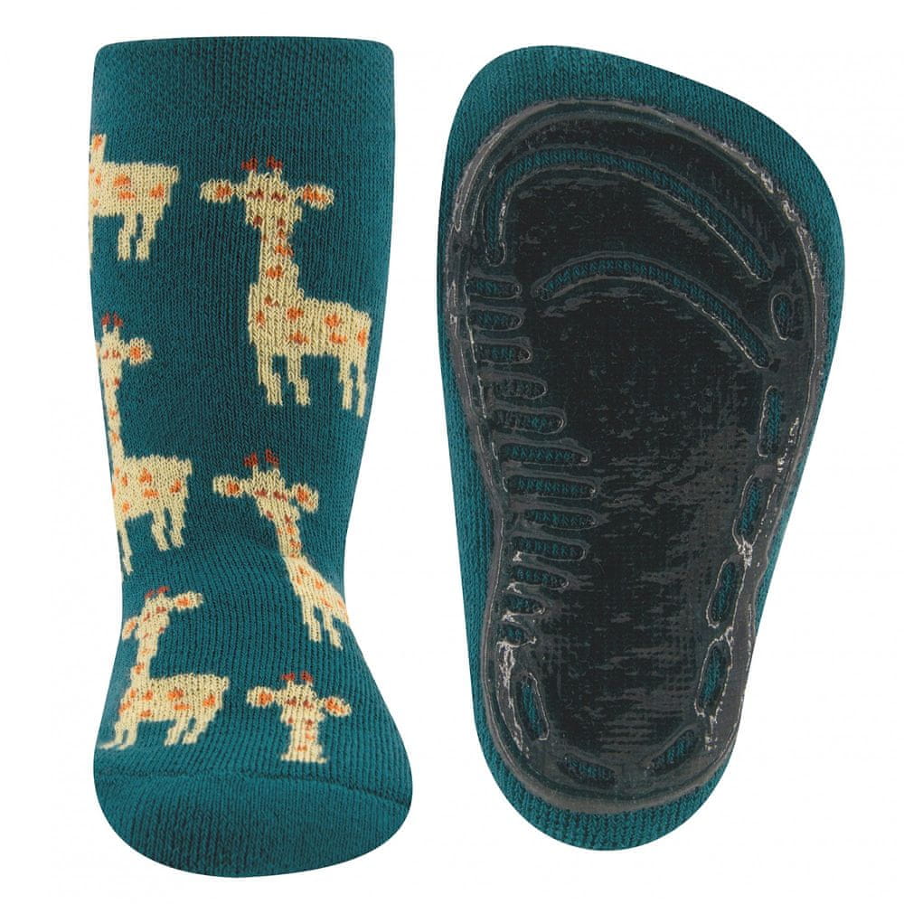 EWERS dětské ponožky s protiskluzem ABS - žirafa 221220 tyrkysová 18-19