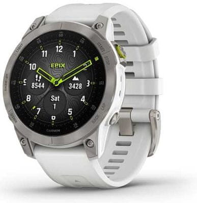 moderní chytré hodinky ve stylovém provedení garmin epix pro sportovní funkce chytré zobrazení notifikací navigační mapy 16denní výdrž na nabití monitoring zdravotních funkcí duální ovládání prémium materiály brilantní amoled displej