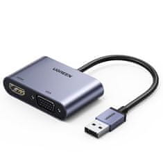 Ugreen CM449 adaptér USB - HDMI 1.3 / VGA 1.2, šedý
