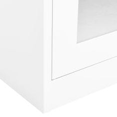 Greatstore Kancelářská skříň bílá 90x40x180 cm ocel a tvrzené sklo