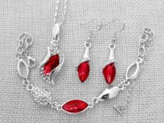 Lovrin Sada šperků ve tvaru červené slzy se zirkony
