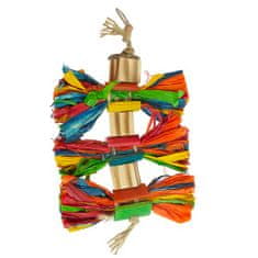 Duvo+ Závěsná barevná hračka z kukuřičných listů s bambusem a kokosem pro exoty 25,4x15,2x3,5cm