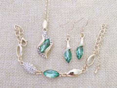 Lovrin Sada šperků se zelenými zirkony ve tvaru slzy