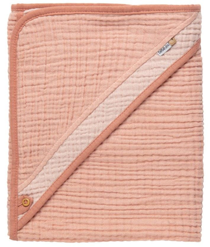 Bebe-jou Mušelínový ručník s kapucí Pure Cotton Pink