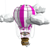 Cut'n'Glue Horkovzdušný balon v oblacích – 3D papírový model, růžová